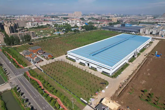 Aerial view of the EinsHaus timber manufacturing campus
