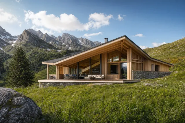 Modern engineered timber villa