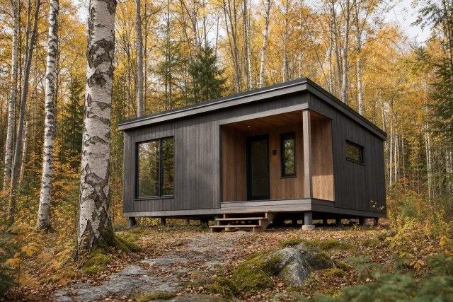 Compact prefabricated mountain cabin