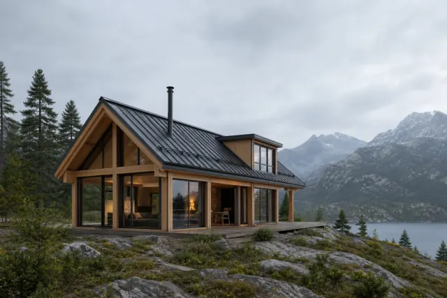 Compact prefabricated mountain cabin